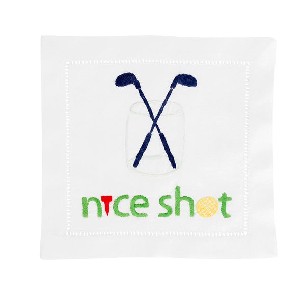 Cotton Cocktail Napkins - Golf - Nice Shot